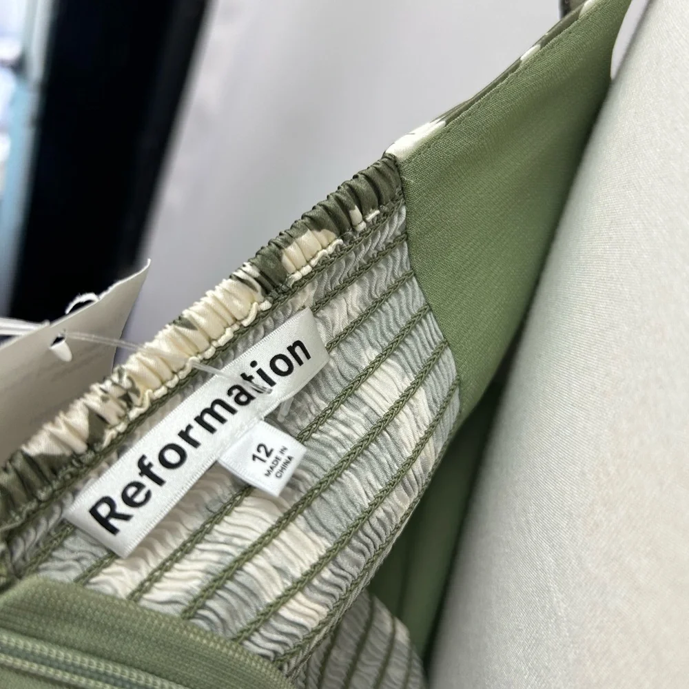 Reformation Olive and Cream Floral Maxi Dress - Picture 3 of 5